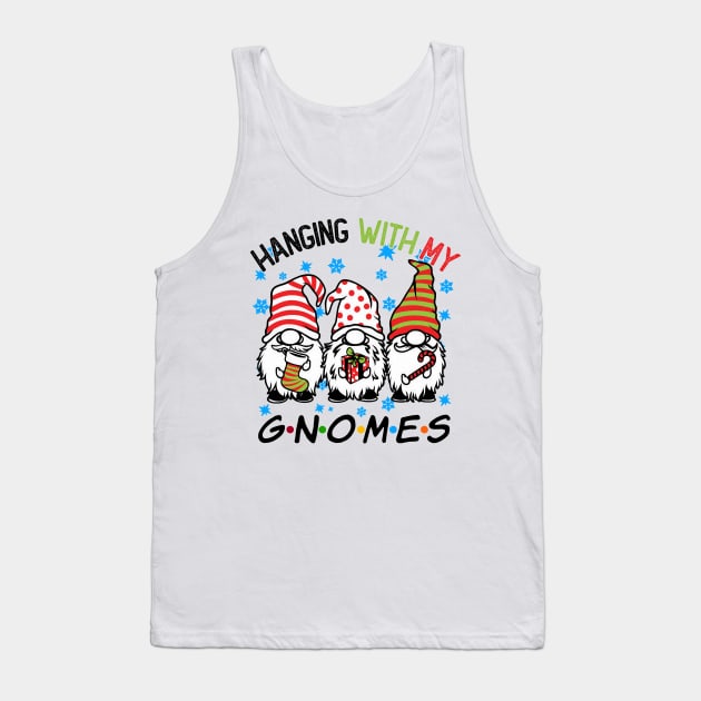 Funny Christmas Gnome Hanging With My Gnomies Family Pajamas Tank Top by JennyArtist